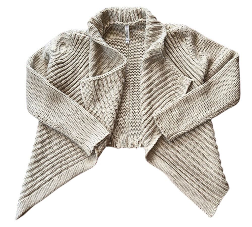 Milla Asymmetrical Creamy Almond Cardigan Sweater Medium